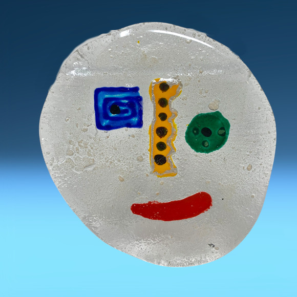Vintage Murano Sommerso Style Italy Abstract Picasso Face Glass Art Sculpture 5"
